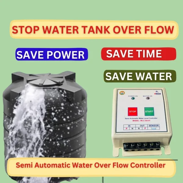 Meru Technologies Automatic Water Tank Over Flow Controller. Manual Start & Auto Stop. Motor Starts Pressing Start Button & Automatically Stop When Tank Is Full.(White ABS Plastic) - Image 2